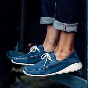 OLUKAI Ka'a Driver Men's Blue Italian Suede Loafers Size 10, NWOT